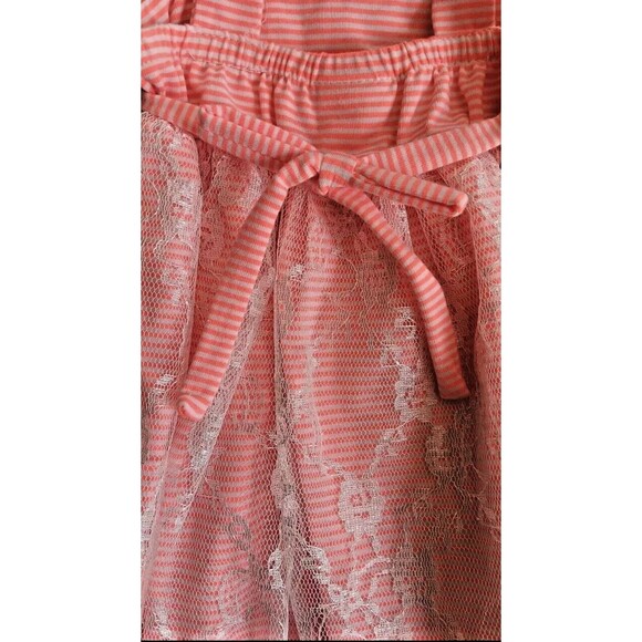 dress 18 month new Girls Sweet Heart Rose Coral Striped party With Lace Over Lay - Picture 4 of 5